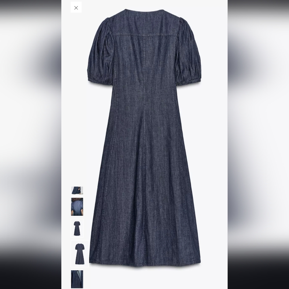 Zara Navy Midi Dress with Button Front - Picture 6 of 9